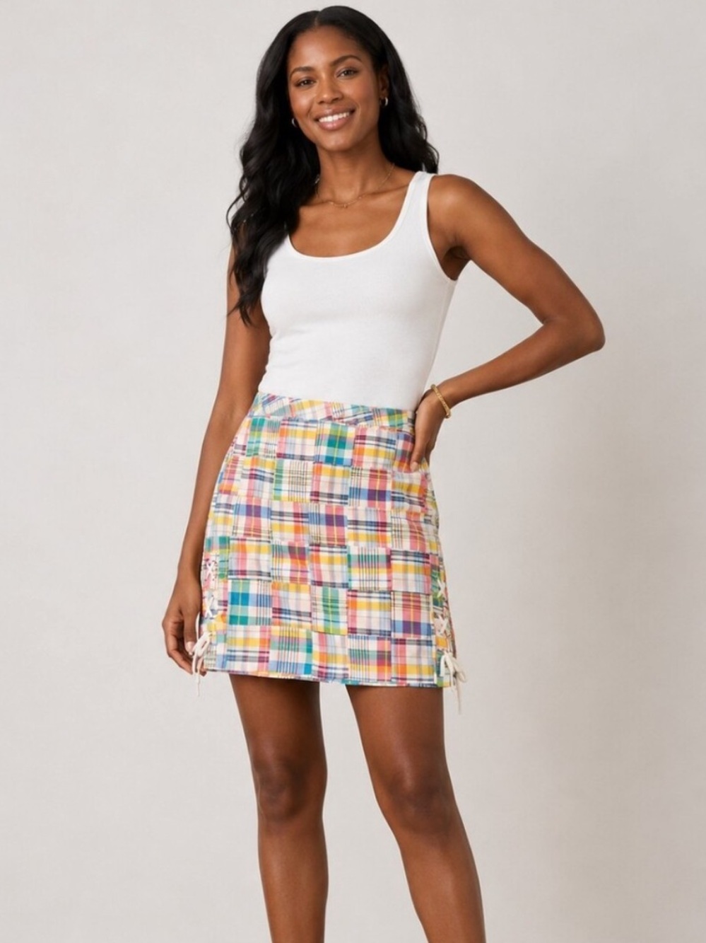Talbots Madras Plaid Patchwork Skirt